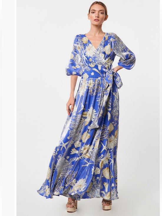 Ciebon Dresses & Skirts - NWT Ciebon Blue Floral Wrap Maxi Dress